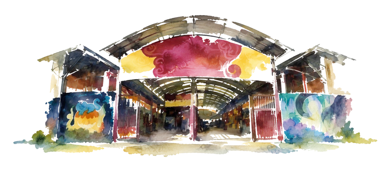 Acuarela: Mercado de Pulgas