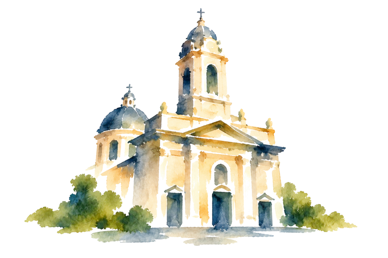 Acuarela: Basílica de San José de Flores