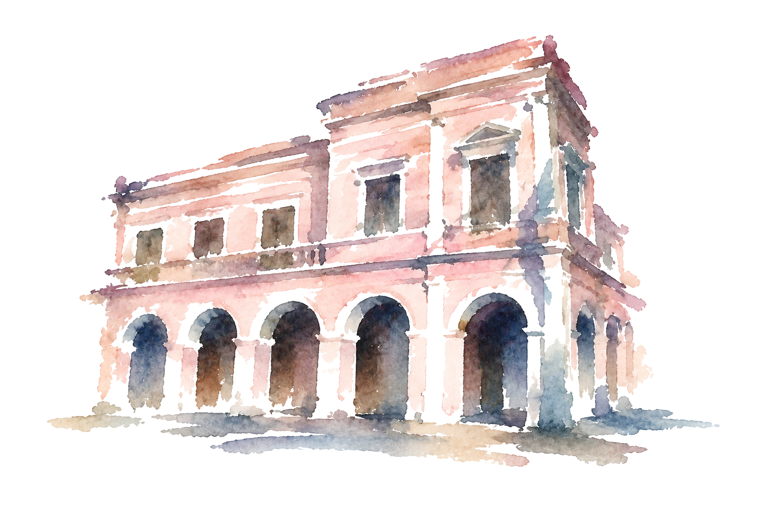 Acuarela: Recova del Museo Criollo de los Corrales
