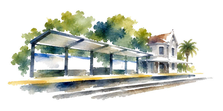 Acuarela: Estación Villa Lugano